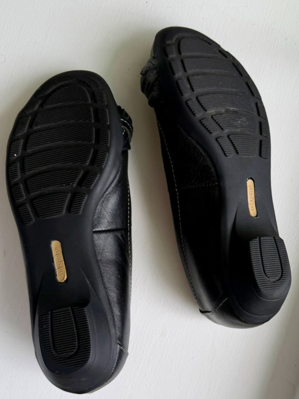 SoftSpots Black Leather Comfort Flats – Braided Leather/Silver Accent – Size 7M - Picture 3 of 15